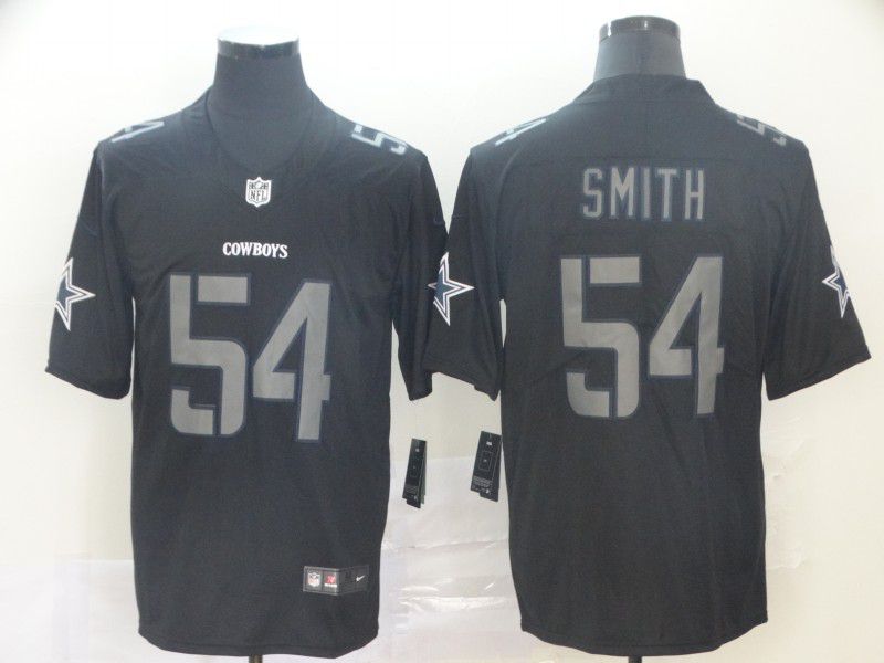 Men Dallas cowboys #54 Smith Nike  Fashion Impact Black Color Rush Limited Jersey
